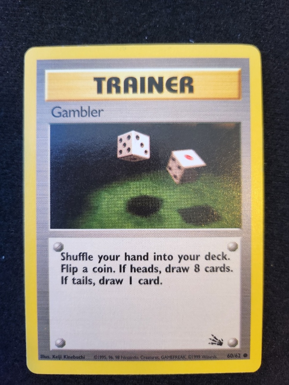Gambler Trainer (60/62) - Original Pokémon Trading Card Game - Fossil (1999)